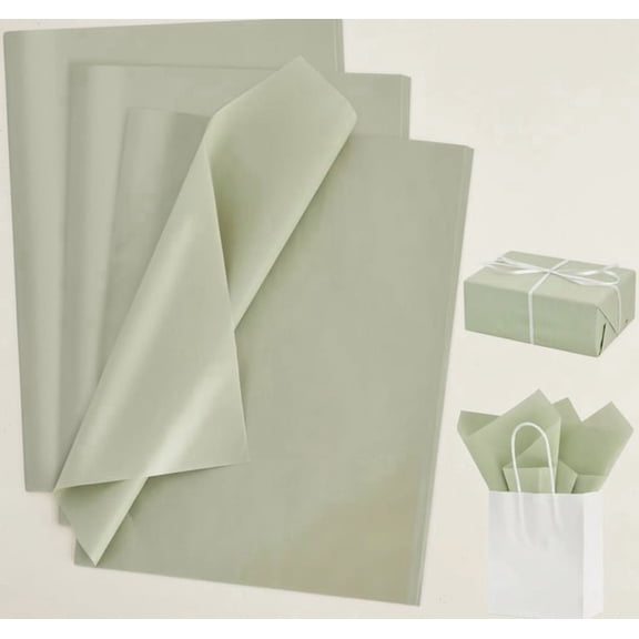 100 Sheets Sage Green Tissue Paper Bulk, Wrapping Tissue Paper for Gift Bags, 14 x 20 Inch Gift Wrap for Birthday Wedding Graduation DIY Crafts Holiday Flowers