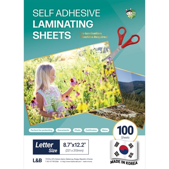 (100 Sheets) Self Laminating Sheets, Cold Laminate, self Seal, Paper, 8.7 x 12.2 Inch