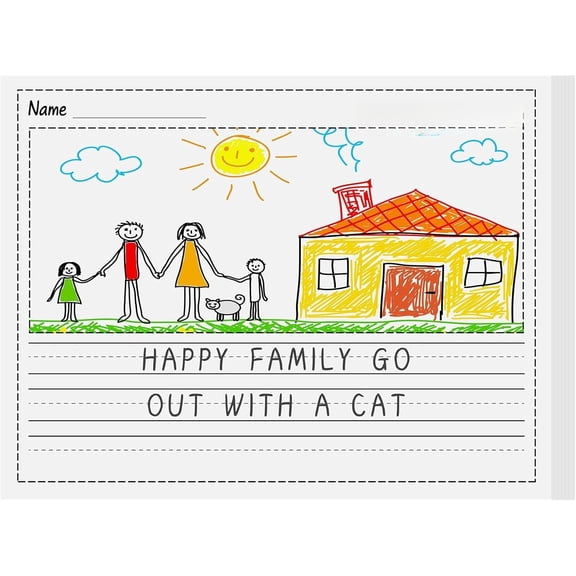 100 Sheets Story Writing Paper Handwriting Practice Paper for Diary with Picture Story Space and Dotted Lines 11x8.5" Primary Composition Notebooks for