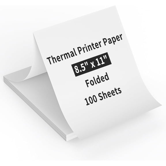 100 Sheets Thermal Paper 8.5 x 11, US Letter Size Thermal Printer Paper for Business,Home,Office,Continual Feeding Folded Printing Paper for Portable Printer M832, M834, MT800