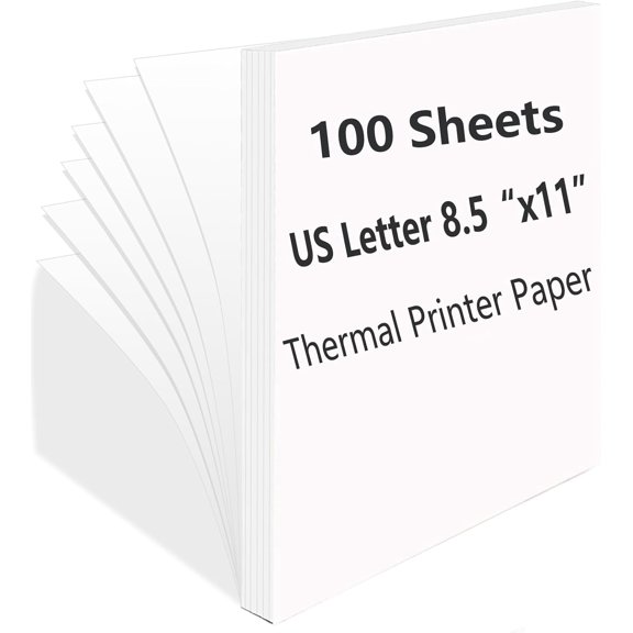 100 Sheets Thermal Printer Paper, 8.5''11'' US Letter Size, Advanced Printing Paper Compatible with Brother Portable Printer, for M08F-Letter, M832, M834, MT800
