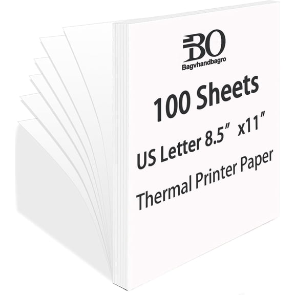 100 Sheets Thermal Printer Paper, 8.5''×11'' US Letter Size, Advanced Printing Paper Compatible with Brother Portable Printer, for M08F-Letter, M832, M834, MT800
