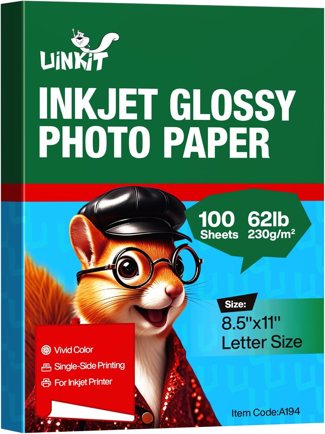 100 Sheets Thick Inkjet Glossy Photo Paper Picture 8.5x11 62lb 230g 11 ...