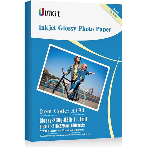 100 Sheets Thick Inkjet Glossy Photo Paper Picture 8.5x11 62lb 230g 11 ...