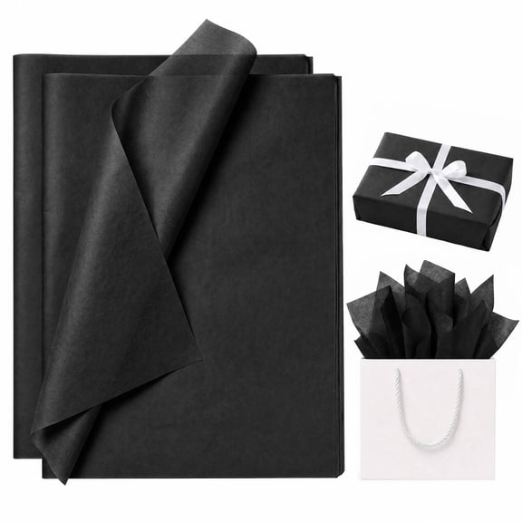 TickJOY 100 Sheets Black Tissue Paper Bulk, Wrapping Tissue Paper for Gift Bags, 14 x 20 Inch Gift Wrap for Birthday Wedding Graduation DIY Crafts Holiday Flowers