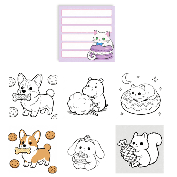 100 Sheets Unique Original Memo Pads: Double-Sided Coloring & Reminder, No-Repeat Sticky Notes