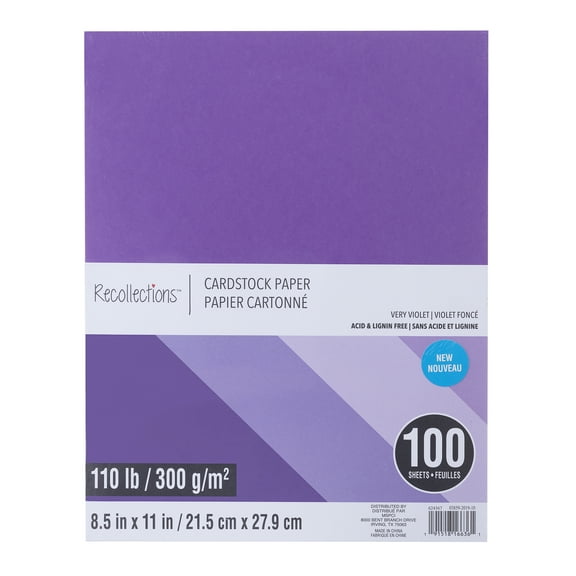 100 Sheets Very Violet 8.5” x 11” Cardstock Paper by Recollections - Acid and Lignin Free Paper for Scrapbooks - Arts & Crafts - 1 Pack