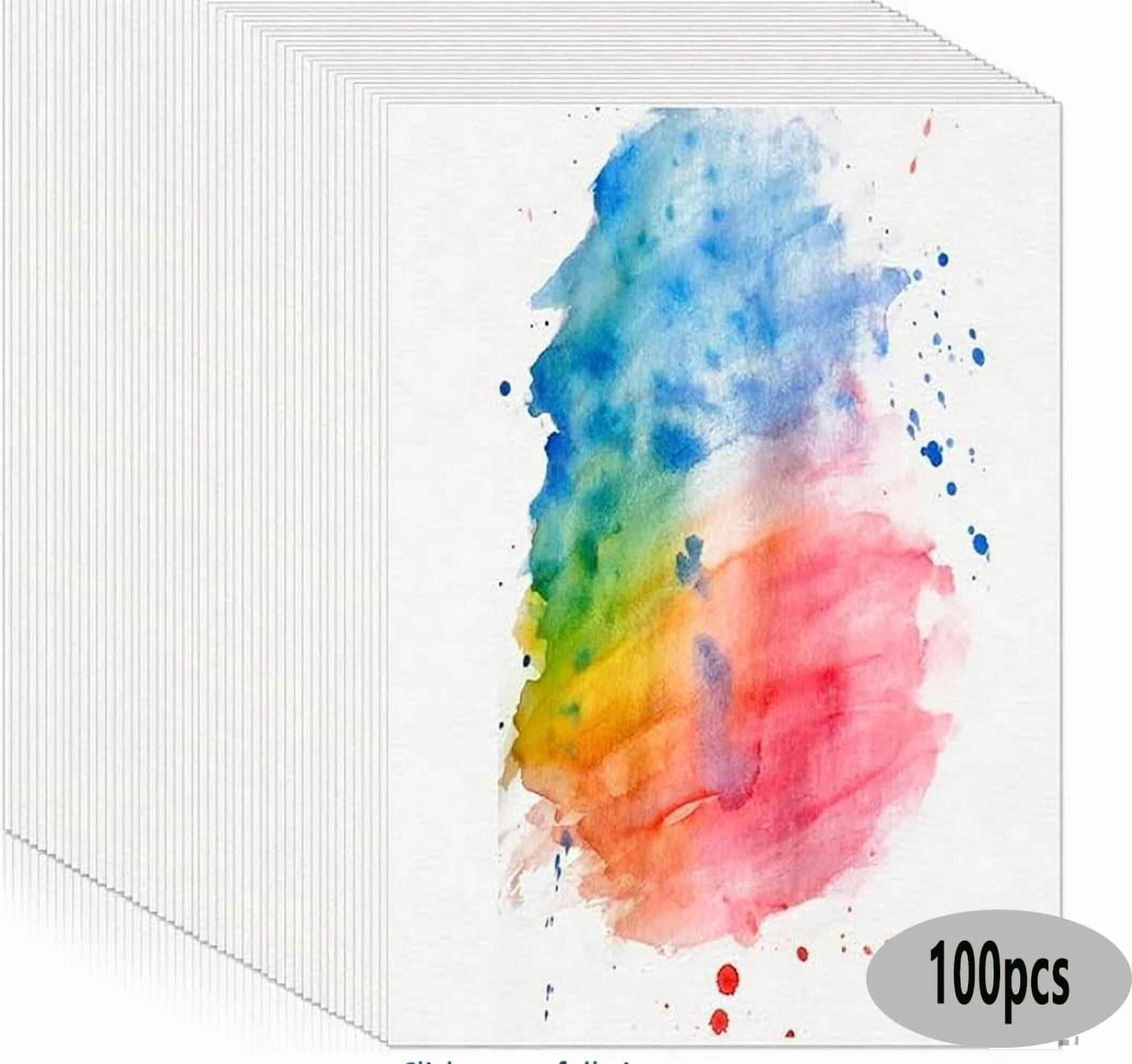 100 Sheets Watercolor Paper Bulk, 200 GSM Cotton Cold Press White Paper, 5 x 7 Inch, Perfect for Kids, Students, Artists