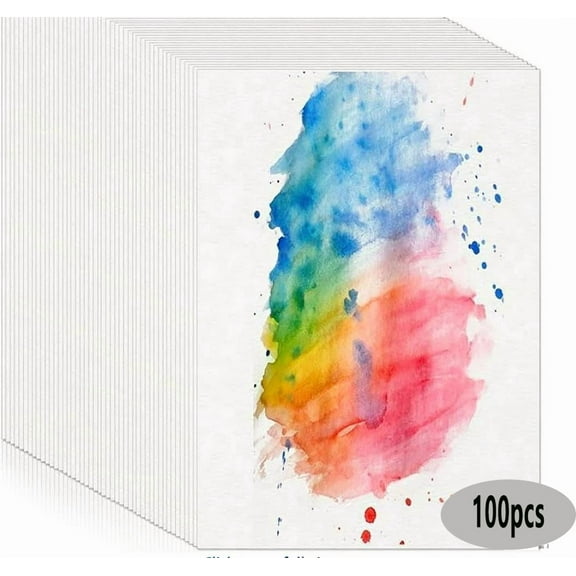 100 Sheets Watercolor Paper Bulk, 200 GSM Cotton Cold Press White Paper, 5 x 7 Inch, Perfect for Kids, Students, Artists