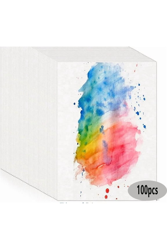 100 Sheets Watercolor Paper Bulk, 200 GSM Cotton Cold Press White Paper, 5 x 7 Inch, Perfect for Kids, Students, Artists