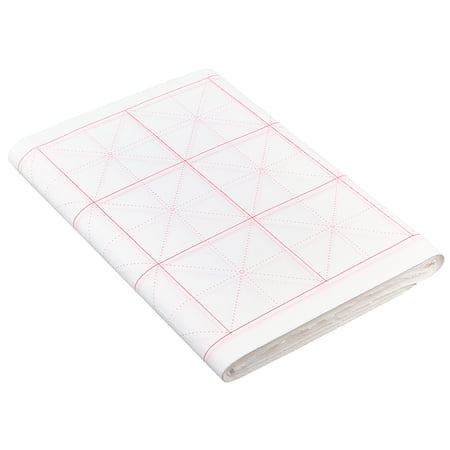 100 Sheets White Chinese Calligraphy Xuan Paper 25.7x13.6 Inch White Rice Paper with Grids for Brush Writing Traditional Chinese