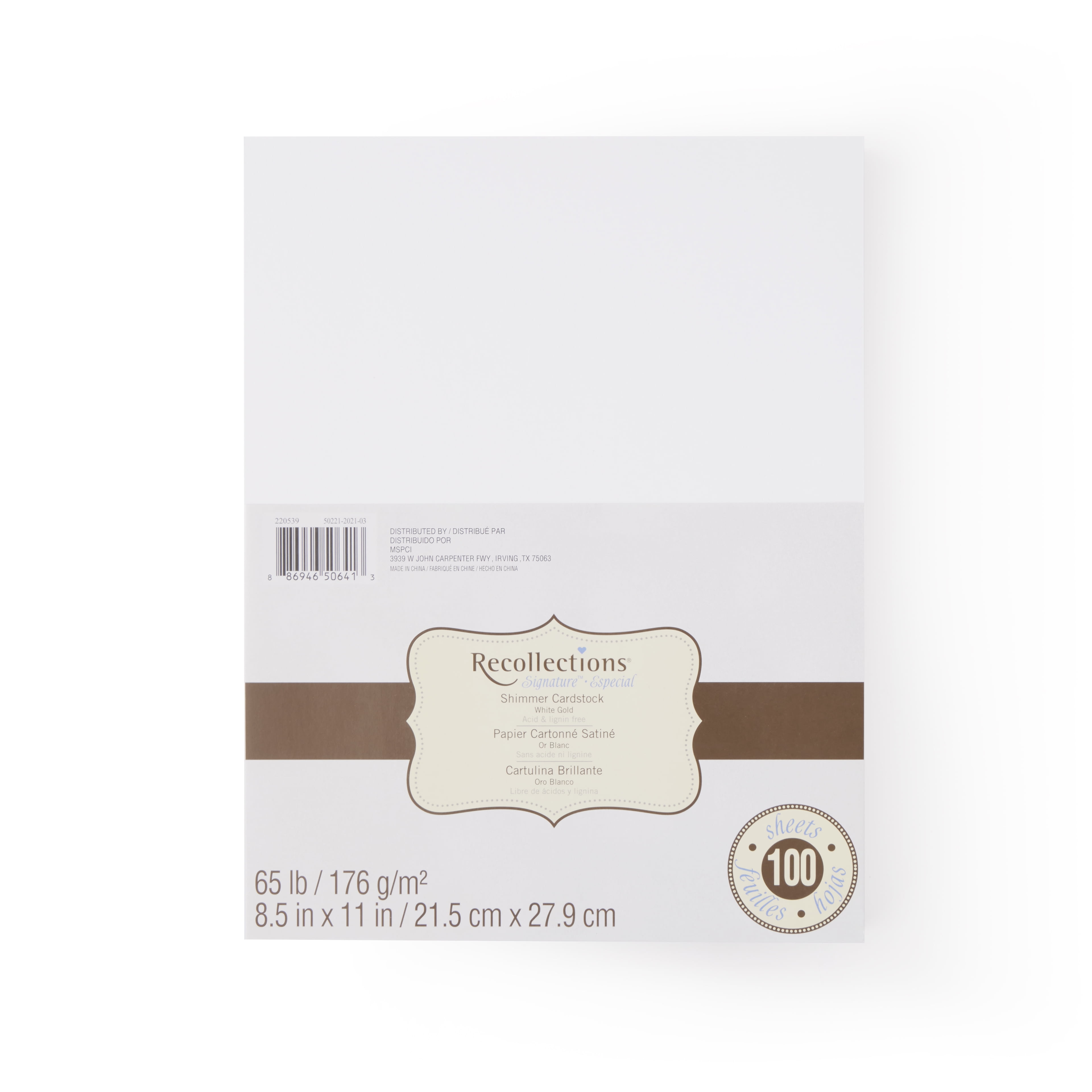 Recollections White Gold Shimmer Scrap Decorative Cardstock Paper, 100 ...