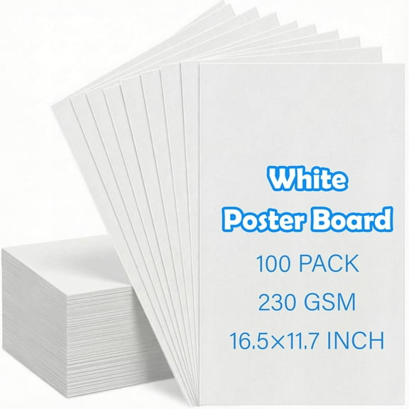 100 Sheets White Poster Board-11.7x16.5inch,230G Thickness Poster Board Bulk,Blank Graphic Display Board for Art Display Board,Classroom Crafts,Presentation Drawing,Exhibits and Notices