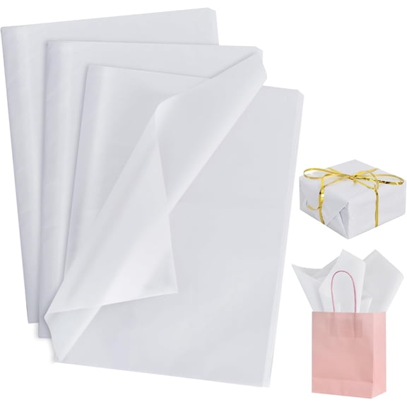 100 Sheets White Tissue Paper Bulk, Wrapping Tissue Paper for Gift Bags, 14 x 20 Inch Gift Wrap for Birthday Wedding Graduation Halloween DIY Crafts Holiday Flowers