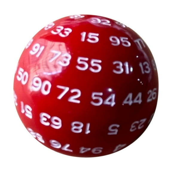 100-Sided Polyhedral Dice Set for Tabletop Rpg Games, Red Acrylic 100-Sided Die with Clear White Numbers, Perfect for D&D Call Of Cthulhu Pathfinder Gamers, Unique Rpg Collectible Dice One Size