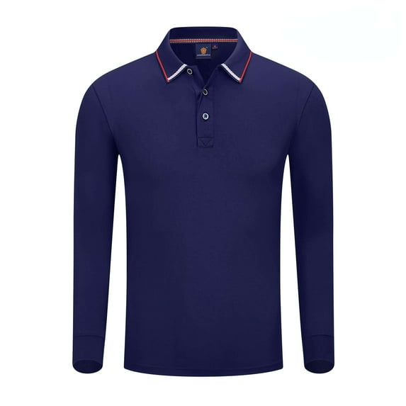 100% Silk Cotton Long Sleeve Men's Polo Shirt