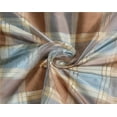 thumbnail image 1 of 100% Silk Dupioni Ribbed Plaids Blue x brown color Fabric 54" wide DUP#C103[2], 1 of 3