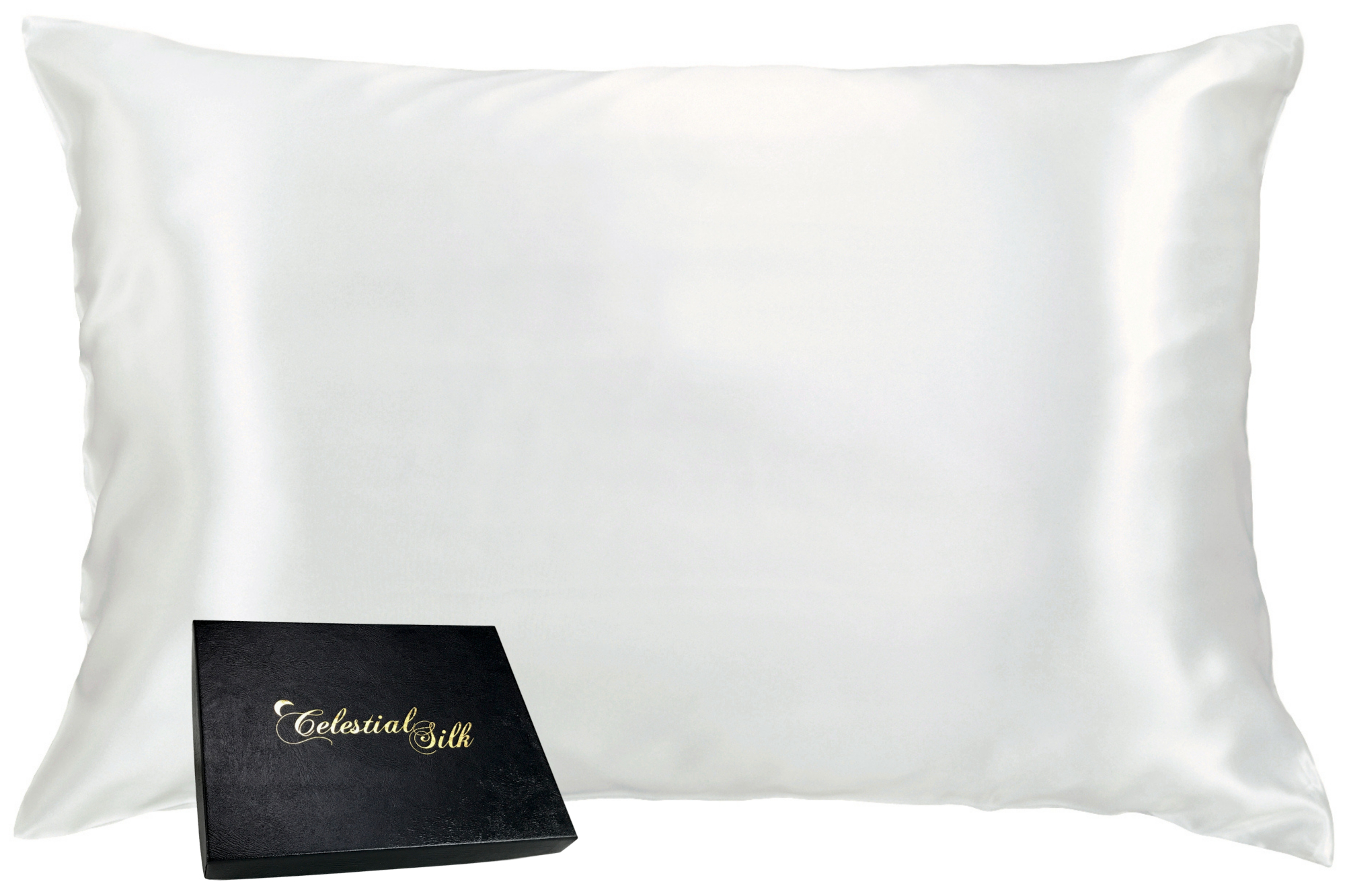 100% Silk Pillowcase for Hair Zippered Luxury 25 Momme Mulberry Silk Charmeuse Silk on Both Sides of Cover -Gift Wrapped- (King, White) - image 1 of 7