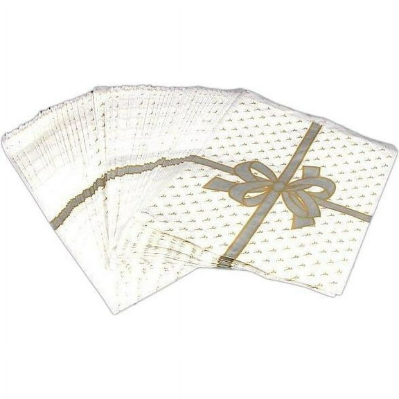 100 Silver Bow Paper Gift Bags Shopping Tote Sales Bag 8.5 x 11"