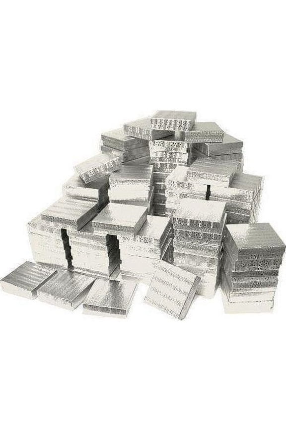 100 Silver Cotton Boxes Watch Bracelet Chain Jewelry 3.5"