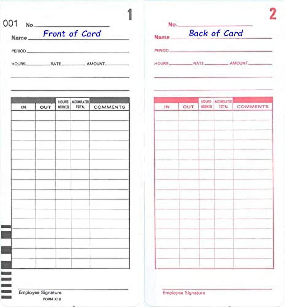 (100) Simplex EP800 Time Cards, Simplex Grinnell 19504310 Compatible