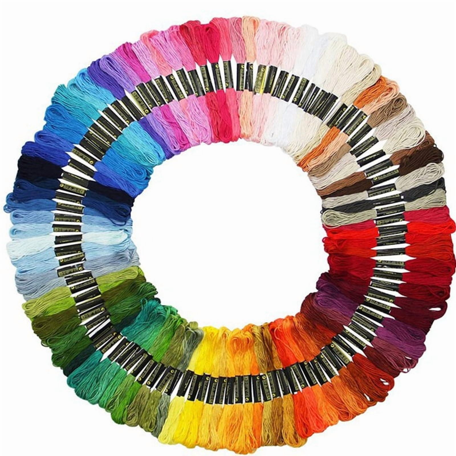 100 Skeins 100 Colors Polyester Embroidery Threads for Stitch 6-Ply Embroidery Floss DIY Friendship Bracelets String Mixed Color 0.8mm DIY