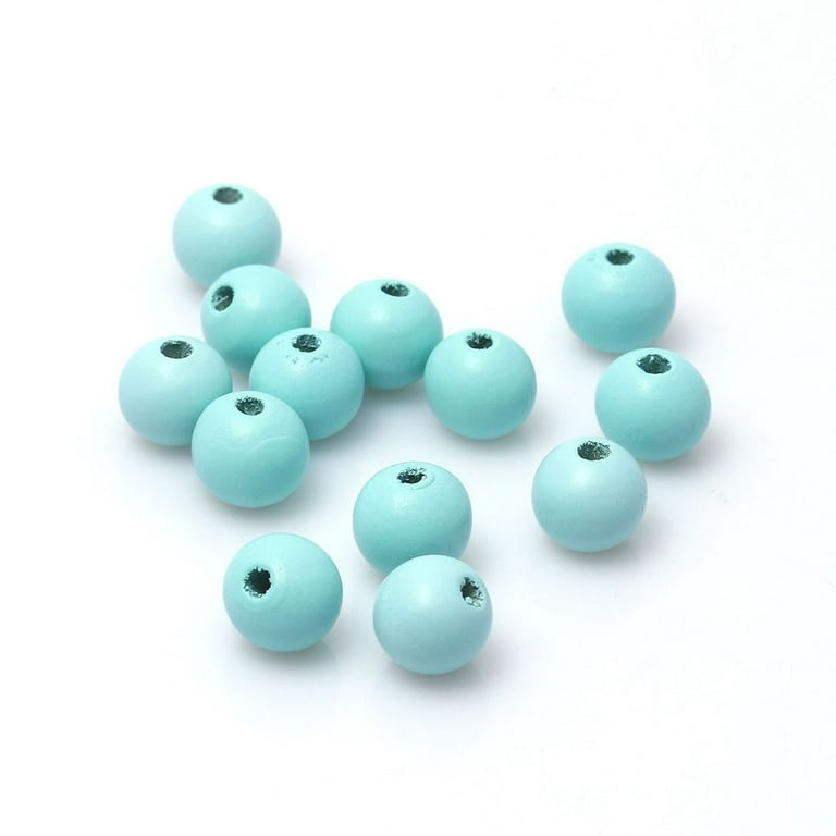 100 Sky Blue Round Wood Beads Bulk 16mm with 4.2mm Hole 