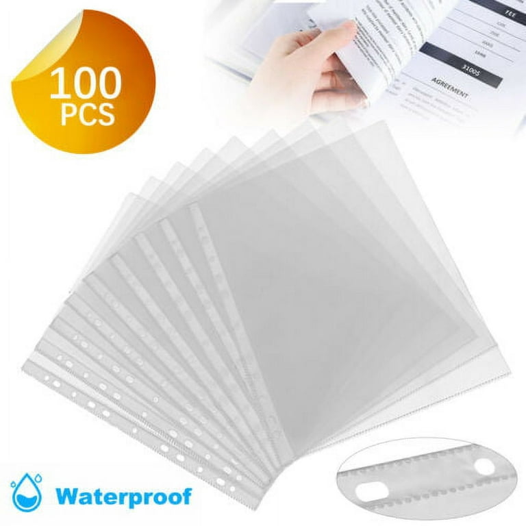 100 Sleeves Clear Plastic Sheet Page Protectors Document Office