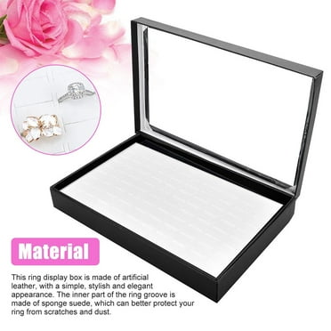 100 Slots Jewelry Ring Display Organizer Tray Holder Earrings Storage Box Case