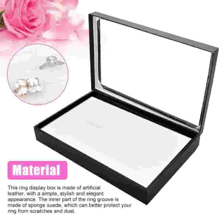 2 Pcs 100 Slots Ring Organizer Box with Transparent Glass 2 Pcs 100 Slots Ring Organizer Box with Transparent Glass