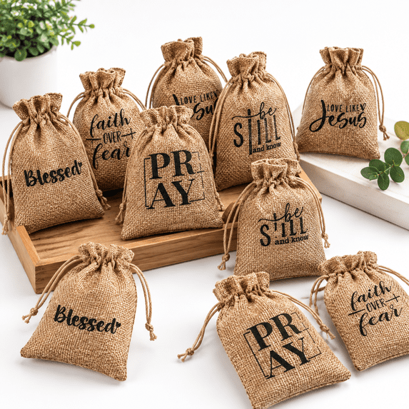 100 Small Religioburlap Bags With Drawstring Bulk 4 X 6 Inch Pray ...