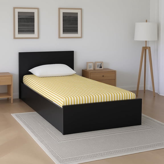 100% Soft Cotton Bedsheet For Single Bed - 60 X 90 Inches, Yellow & White | 400 Thread Count Soft, Durable & Long Lasting - Super Comfortable Touch Bedsheet