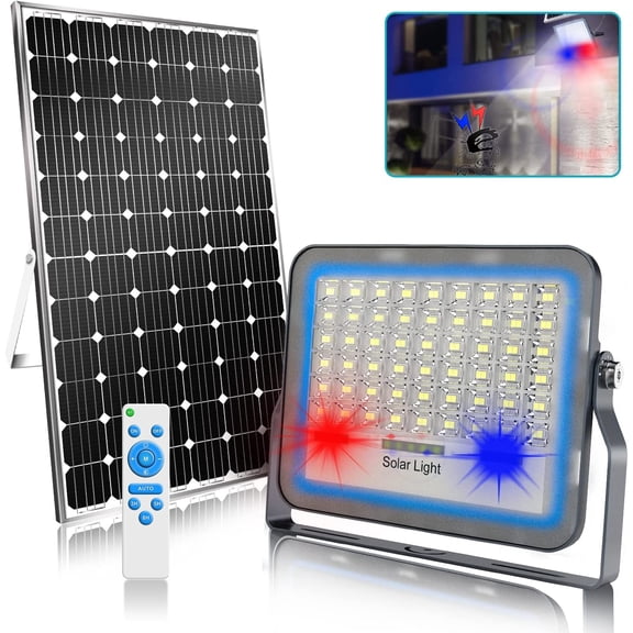 100 Solar Flood Lights Outdoor, Adjustable Solar Security Lights with Remote Control, 3000/4000/6000 Adjustable, Dawn-to-Dusk, 108, Standalone Solar Panel, 65 Waterproof for Yards, Parking Lots, Barn