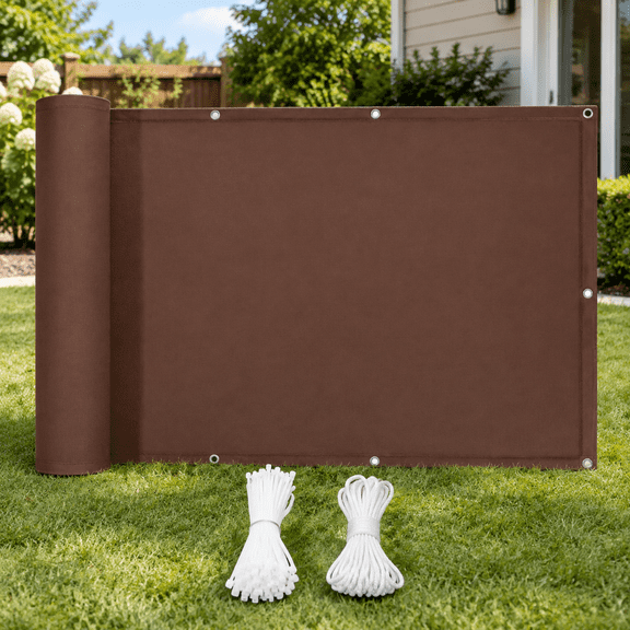 100% Solid Non-See-Through Privacy Fence Panel, Garden Fence, Balcony Privacy Fence, Full Privacy Protect for Balcony, Backyard, Porch, Railing and Pool (Brown, 3.3' x 10')
