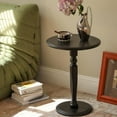 thumbnail image 1 of 100% Solid Oak Round Pedestal Side Table for Living Rooms, Small Drink Tables for Small Spaces, Tall End Table for Bedroom, Corners, and Nursery (Black, 15.75" D x 21.26" H), 1 of 10