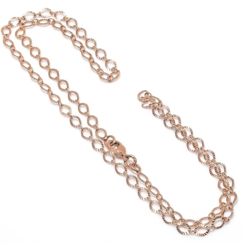 100% Solid Pure Copper Rope Chain Designer Link Chain Necklace Jewelry ...