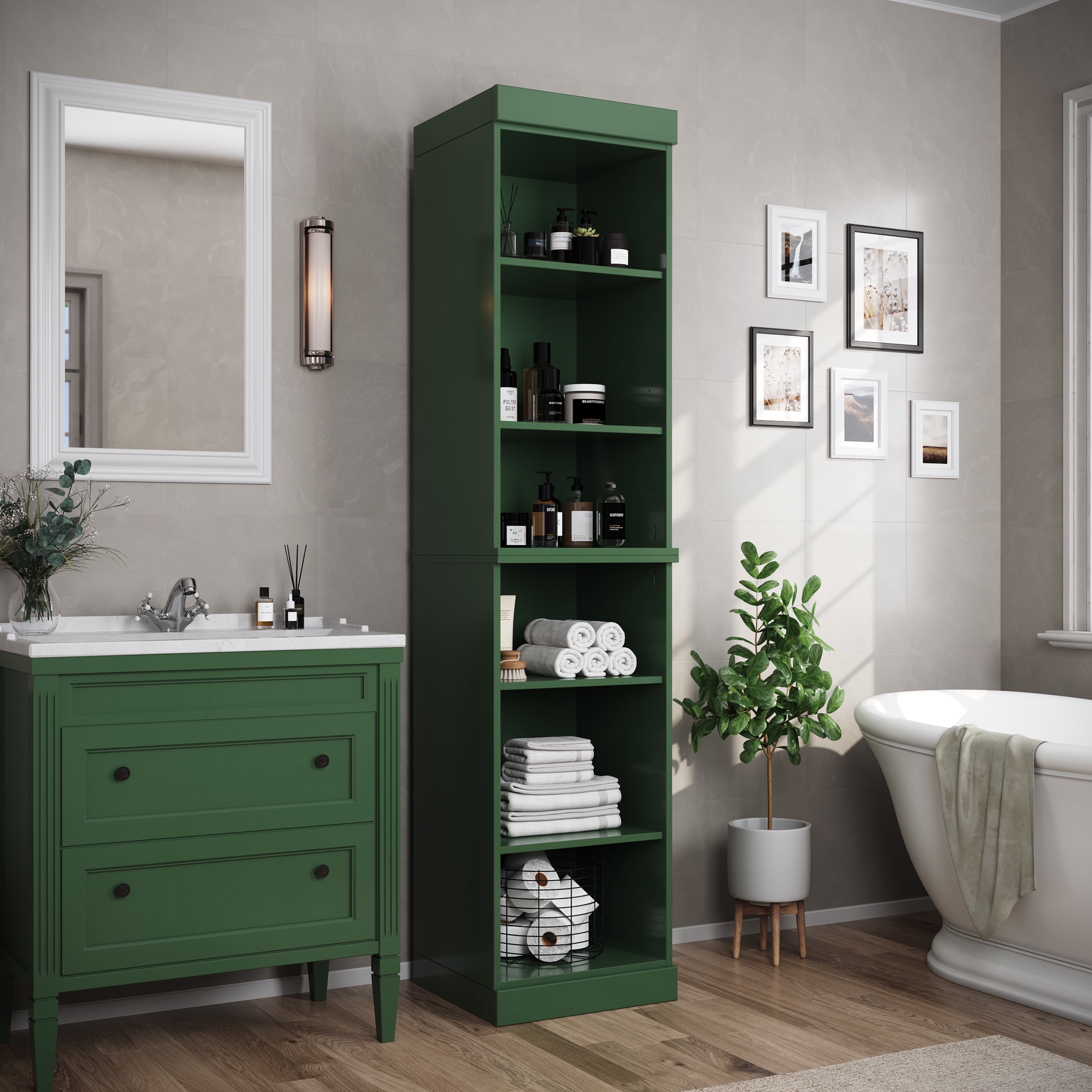 Palace Imports 100% Solid Wood 16.5" Bathroom Cabinet with Adjustable Shelves