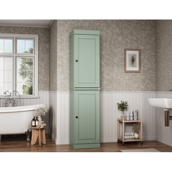 100% Solid Wood 16.5" Bathroom Cabinet with Doors