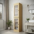 thumbnail image 1 of 100% Solid Wood 16.5" Bathroom Cabinet with Frosted Glass Doors and Adjustable Shelves, 1 of 5