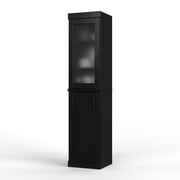 Palace Imports 100% Solid Wood 16.5 Pantry Cabinet with Frosted Glass, Solid Door and Adjustable Shelves, Black
