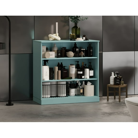 Palace Imports 100% Solid Wood 32" Bathroom Cabinet with Adjustable Shelves, Aqua Blue