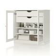 thumbnail image 1 of 100% Solid Wood 32" Bathroom Cabinet with Clear Glass Doors, 2-Drawers and Adjustable Shelves, 1 of 1