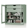thumbnail image 1 of 100% Solid Wood 32" Bathroom Cabinet with Clear Glass Doors, 2-Drawers and Adjustable Shelves, 1 of 5