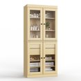 thumbnail image 1 of 100% Solid Wood 32" Bathroom Cabinet with Clear Glass Doors, 2-Drawers and Adjustable Shelves, 1 of 4