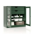 thumbnail image 1 of 100% Solid Wood 32" Bathroom Cabinet with Clear Glass Doors, 2-Drawers and Adjustable Shelves, 1 of 1
