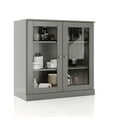 thumbnail image 1 of 100% Solid Wood 32" Bathroom Cabinet with Clear Glass Doors and Adjustable Shelves, 1 of 1