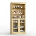 thumbnail image 1 of 100% Solid Wood 32" Bathroom Cabinet with Clear Glass Doors and Adjustable Shelves, 1 of 4