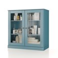 thumbnail image 1 of 100% Solid Wood 32" Bathroom Cabinet with Clear Glass Doors and Adjustable Shelves, 1 of 5