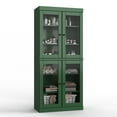 thumbnail image 1 of 100% Solid Wood 32" Bathroom Cabinet with Clear Glass Doors and Adjustable Shelves, 1 of 6
