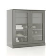 thumbnail image 1 of 100% Solid Wood 32" Bathroom Cabinet with Frosted Glass Doors, 2-Drawers and Adjustable Shelves, 1 of 1